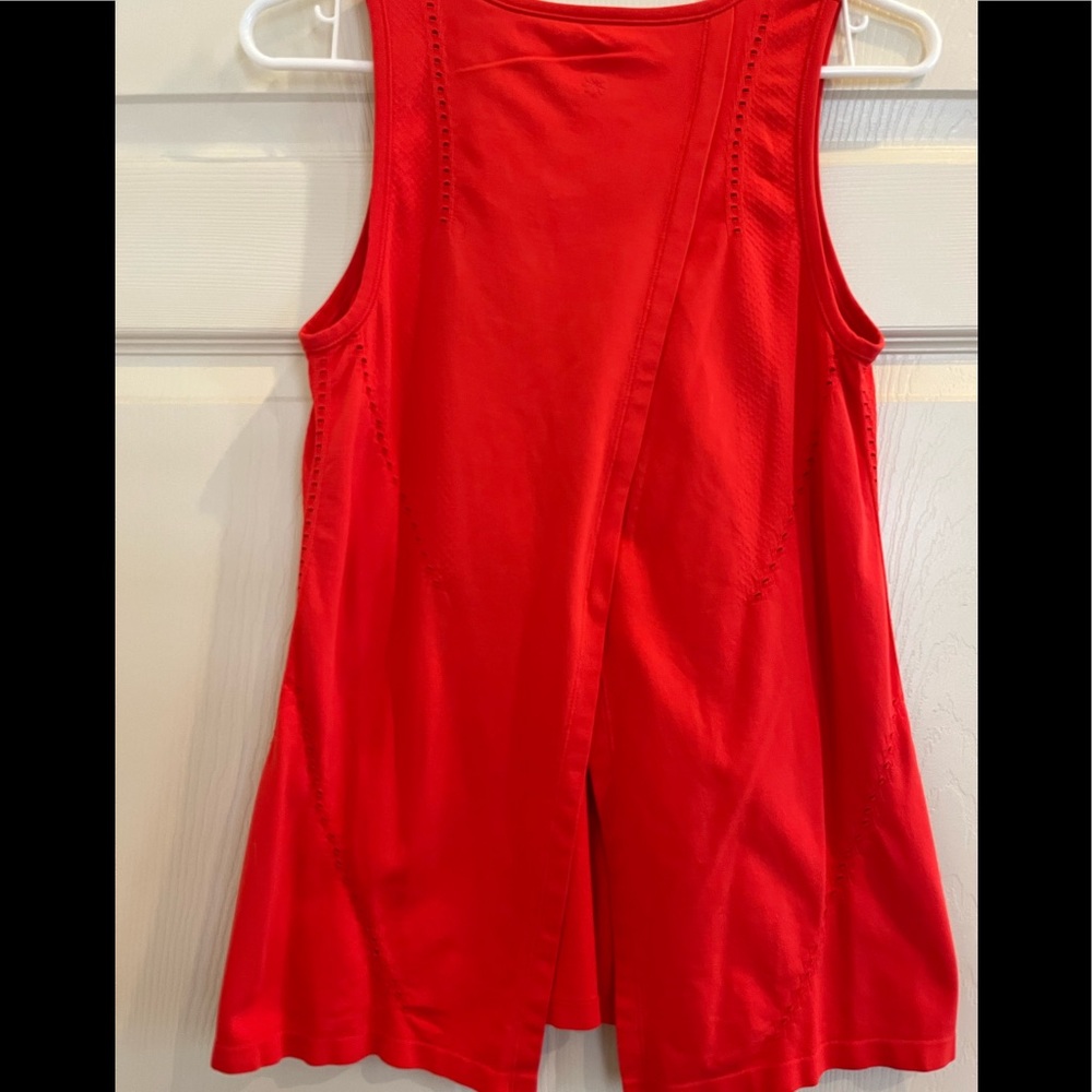 ATHLETA red tank with open stitch accents - Picture 4 of 6